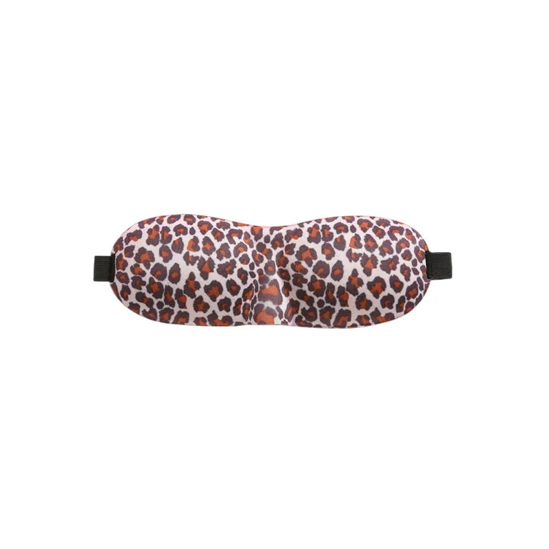Leopard print 3D sleep mask for total blackout with adjustable black strap for comfortable fit