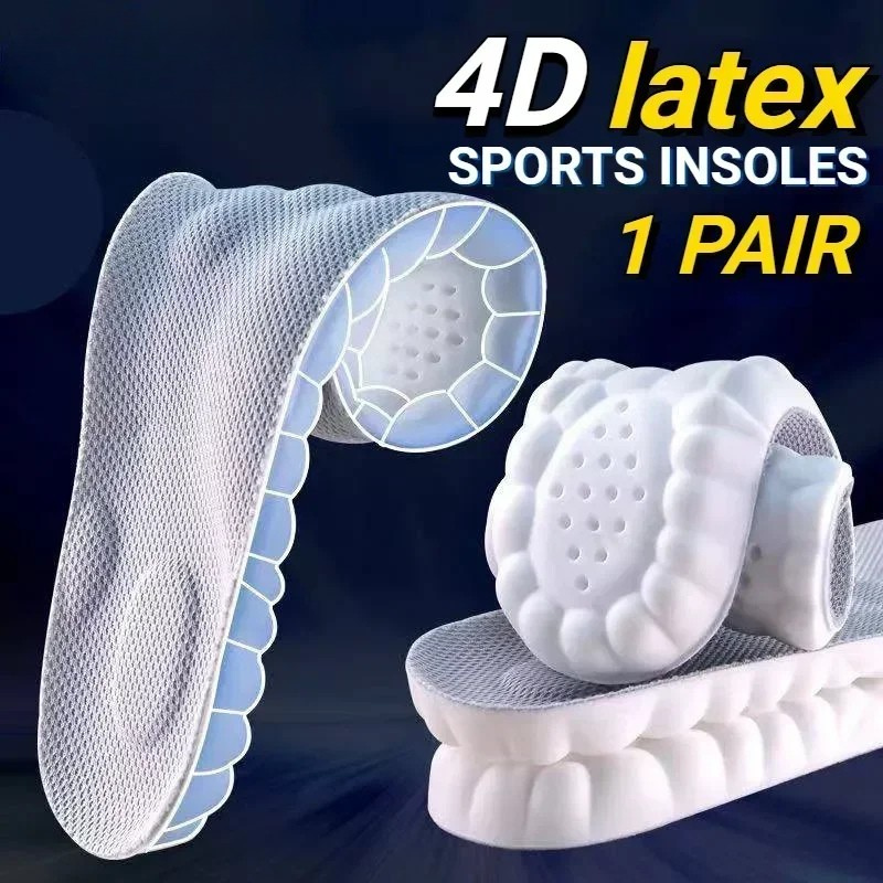 4D Massage Shoe Insoles – Super Soft Latex Sports Arch Support Inserts