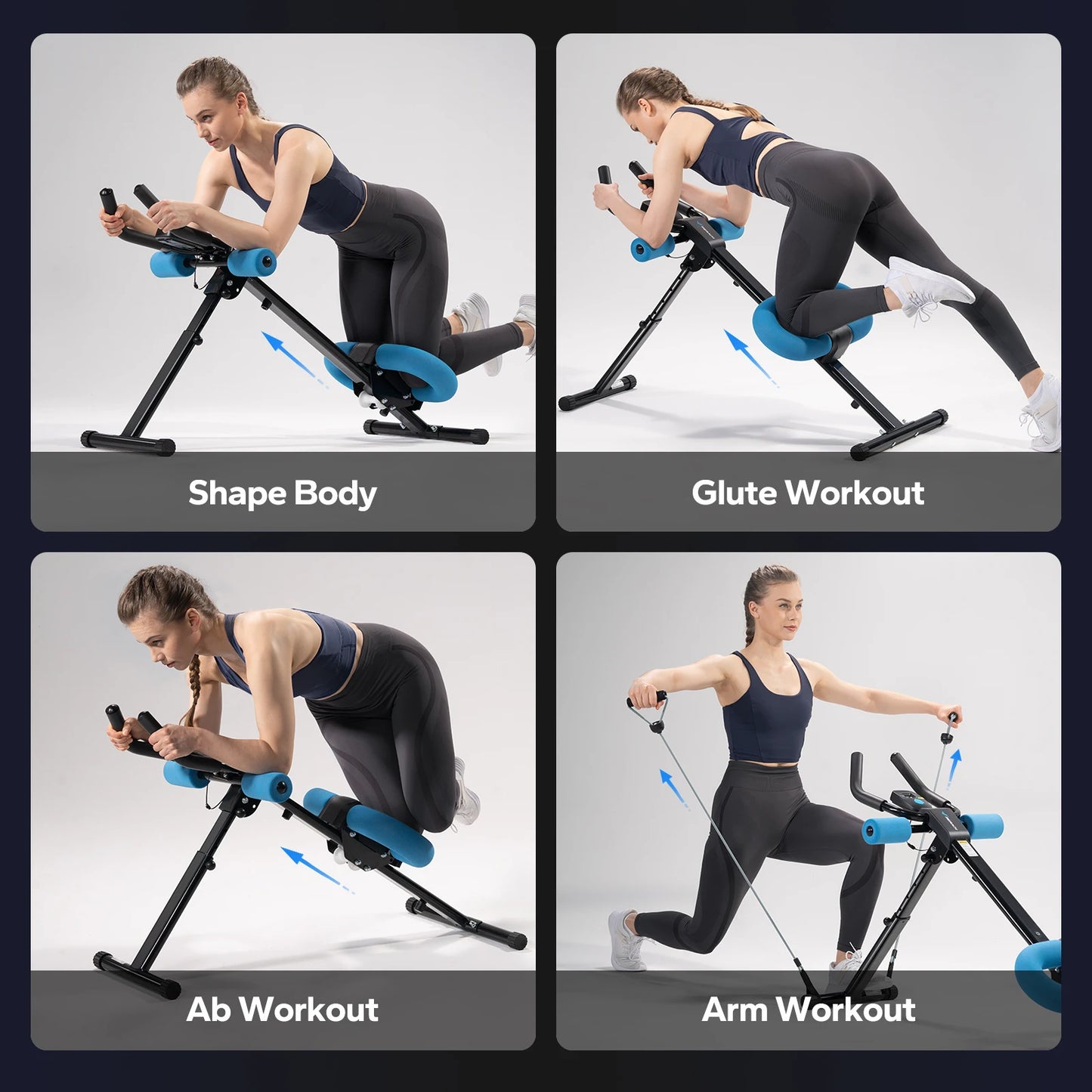 CoreFlex™ Adjustable Fold-Up Ab Trainer Machine – Knee-Pad Home Gym System