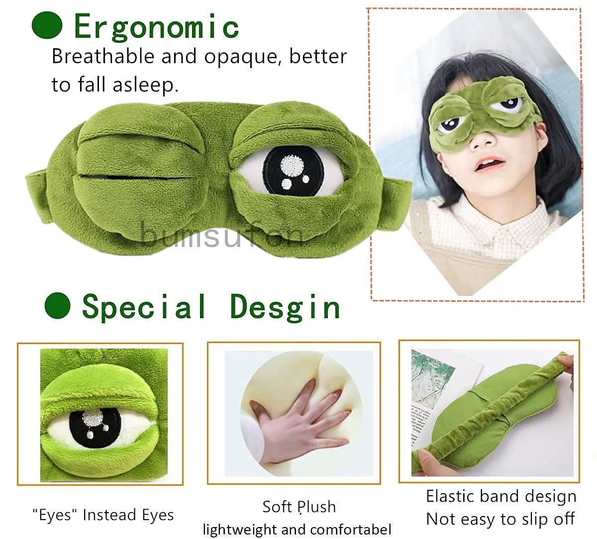 3D Sad Frog Sleep Mask