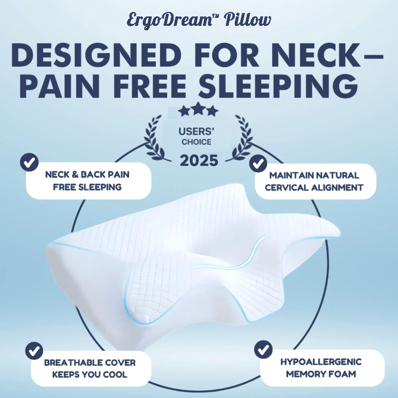 ErgoDream™ Pillow – Ultimate Comfort & Neck Support for Restful, Pain-Free Sleep