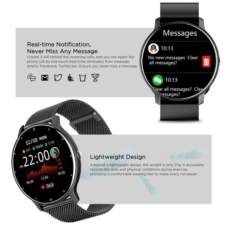 Waterproof Full-Touch Sports Smartwatch