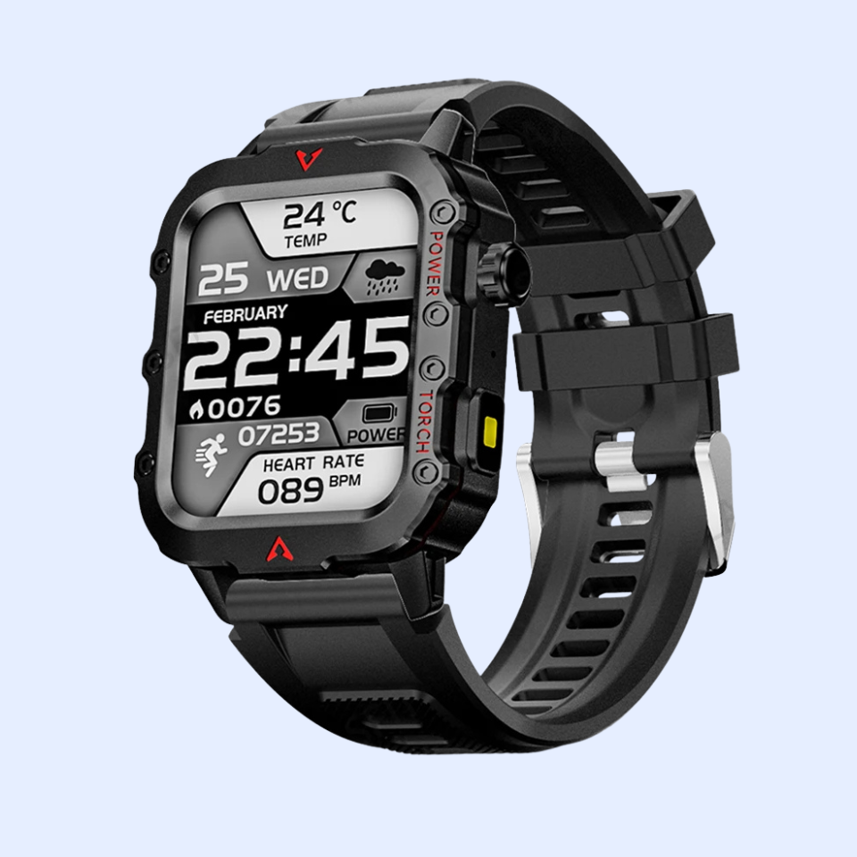 Outdoor Military Smartwatch – Bluetooth Talking Rugged Sports Fitness Watch with 1.73" LED Display