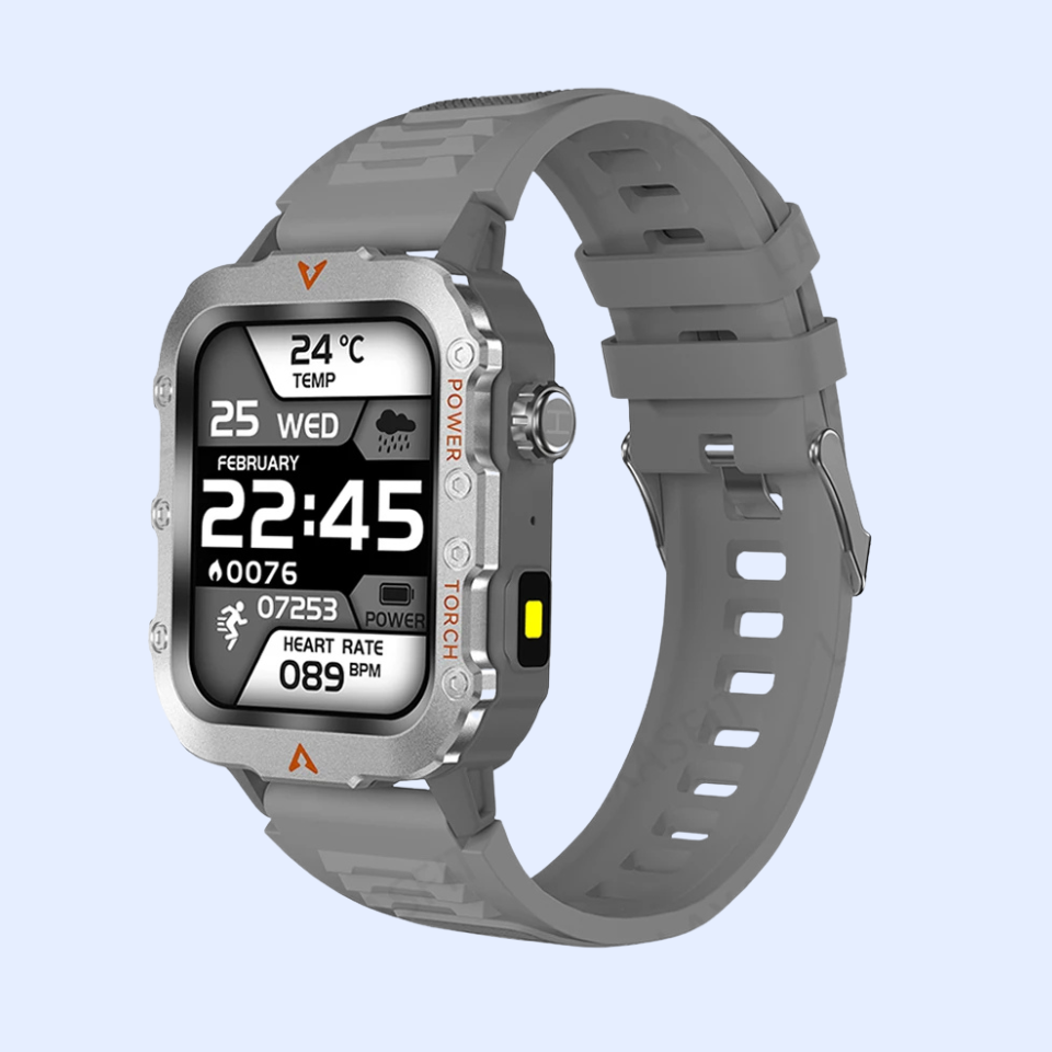 Outdoor Military Smartwatch – Bluetooth Talking Rugged Sports Fitness Watch with 1.73" LED Display