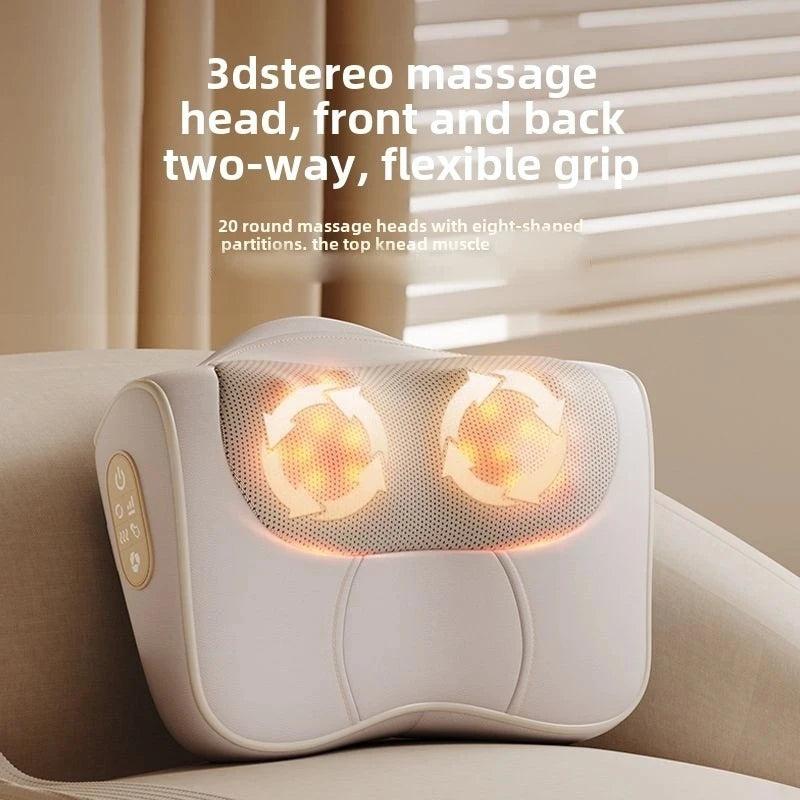 Heated Shiatsu Massage Pillow for Neck, Back & Shoulders – Deep Kneading Massager with Heat for Waist & Finger Relaxation