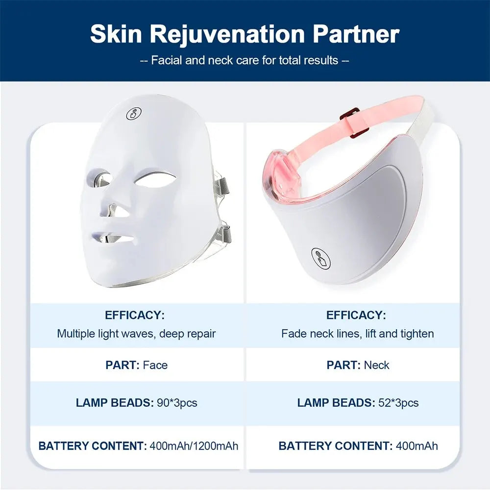 LED Face Mask – 7 Colors Wireless Photon Light Therapy for Anti-Aging & Skin Rejuvenation
