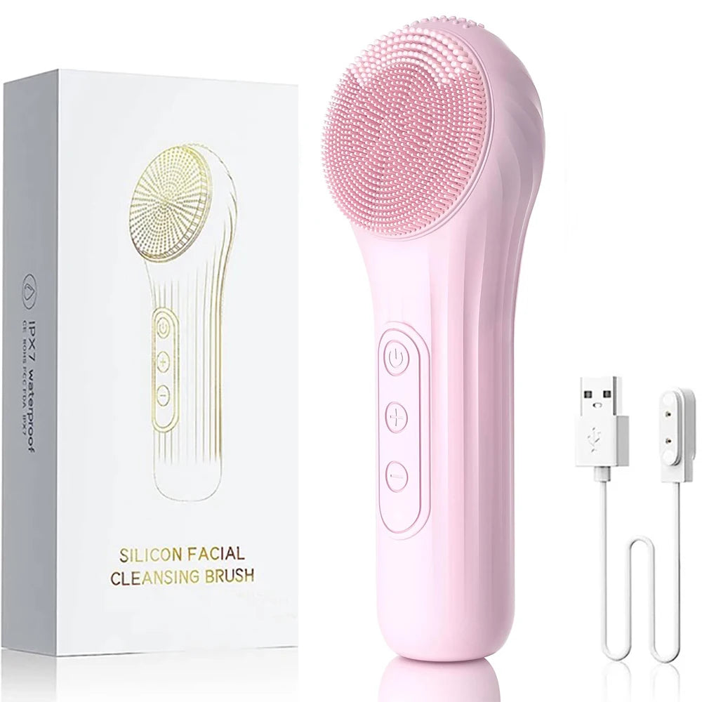 Sonic Facial Cleansing Brush – Waterproof Rechargeable Face Scrubber & Deep Pore Exfoliating Skin Care Tool