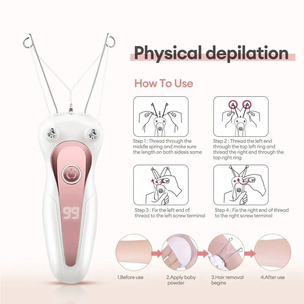 Rechargeable Electric Body Hair Remover for Women – Cordless Cotton Thread Epilator for Legs, Arms, Neck – Best Beauty Gift for Mom and Loved Ones