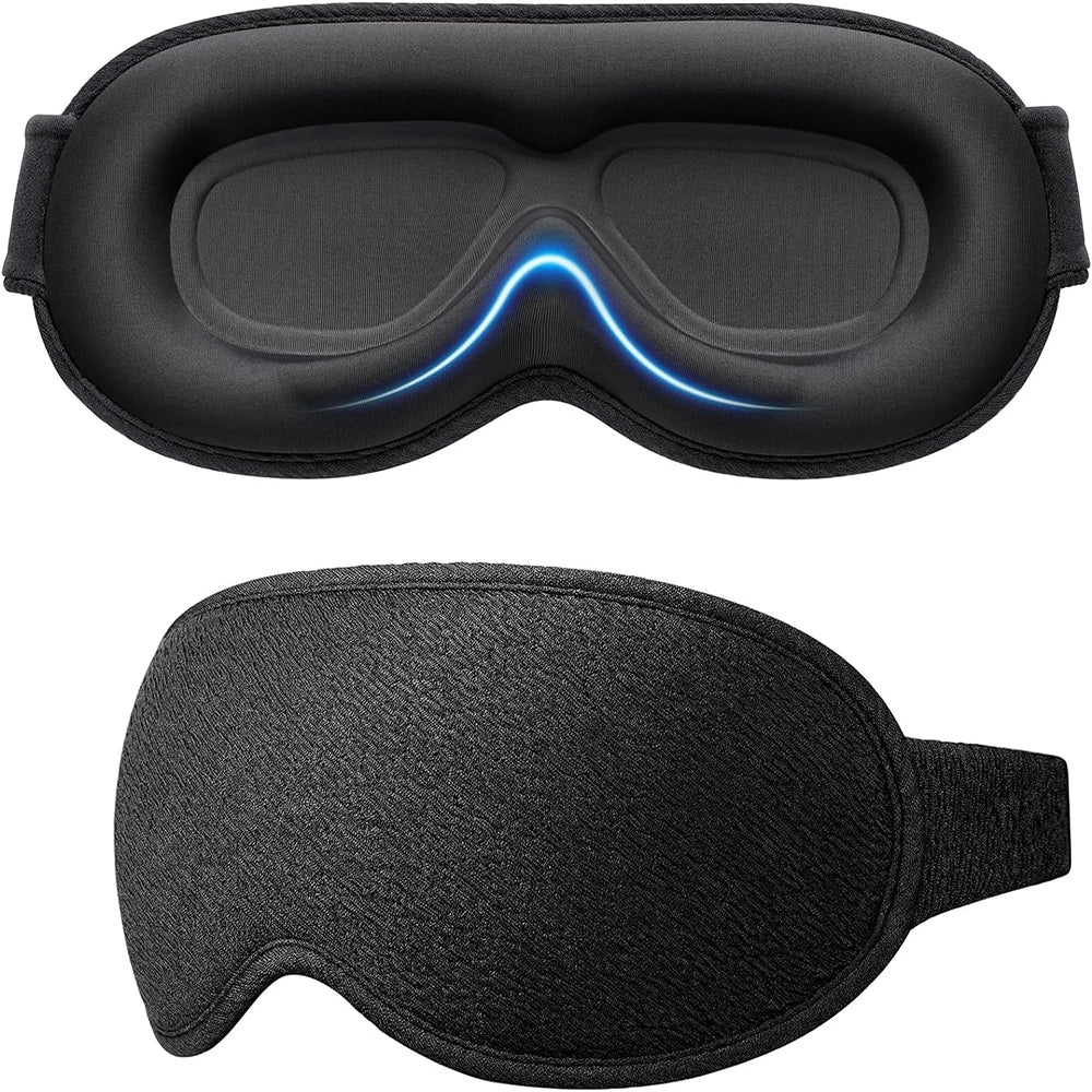WELLVY 3D Contoured Sleep Mask – 100% Light Blocking, Ultra-Soft, Breathable Eye Mask for Deep Sleep, Travel & Relaxation