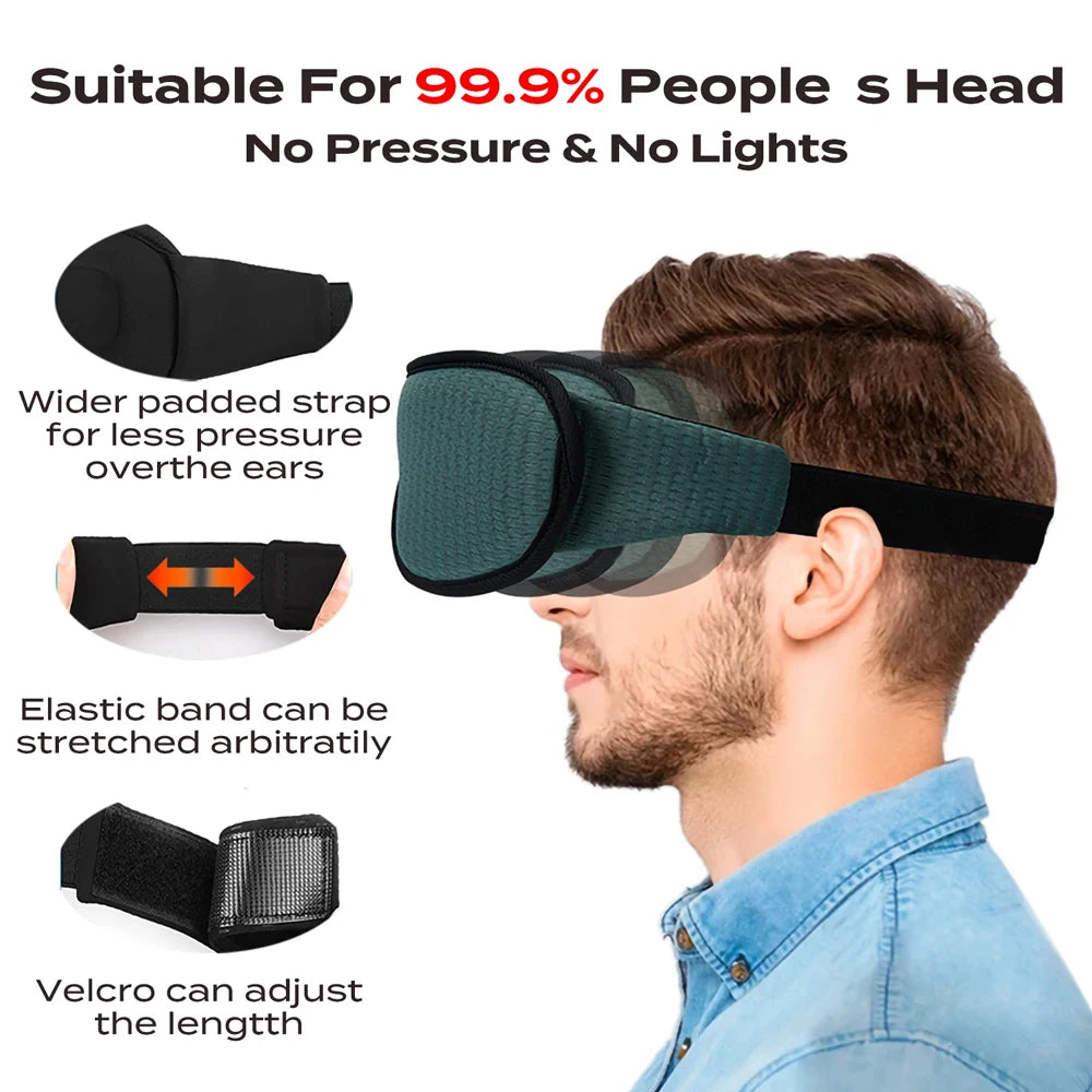 WELLVY 3D Contoured Sleep Mask – 100% Light Blocking, Ultra-Soft, Breathable Eye Mask for Deep Sleep, Travel & Relaxation