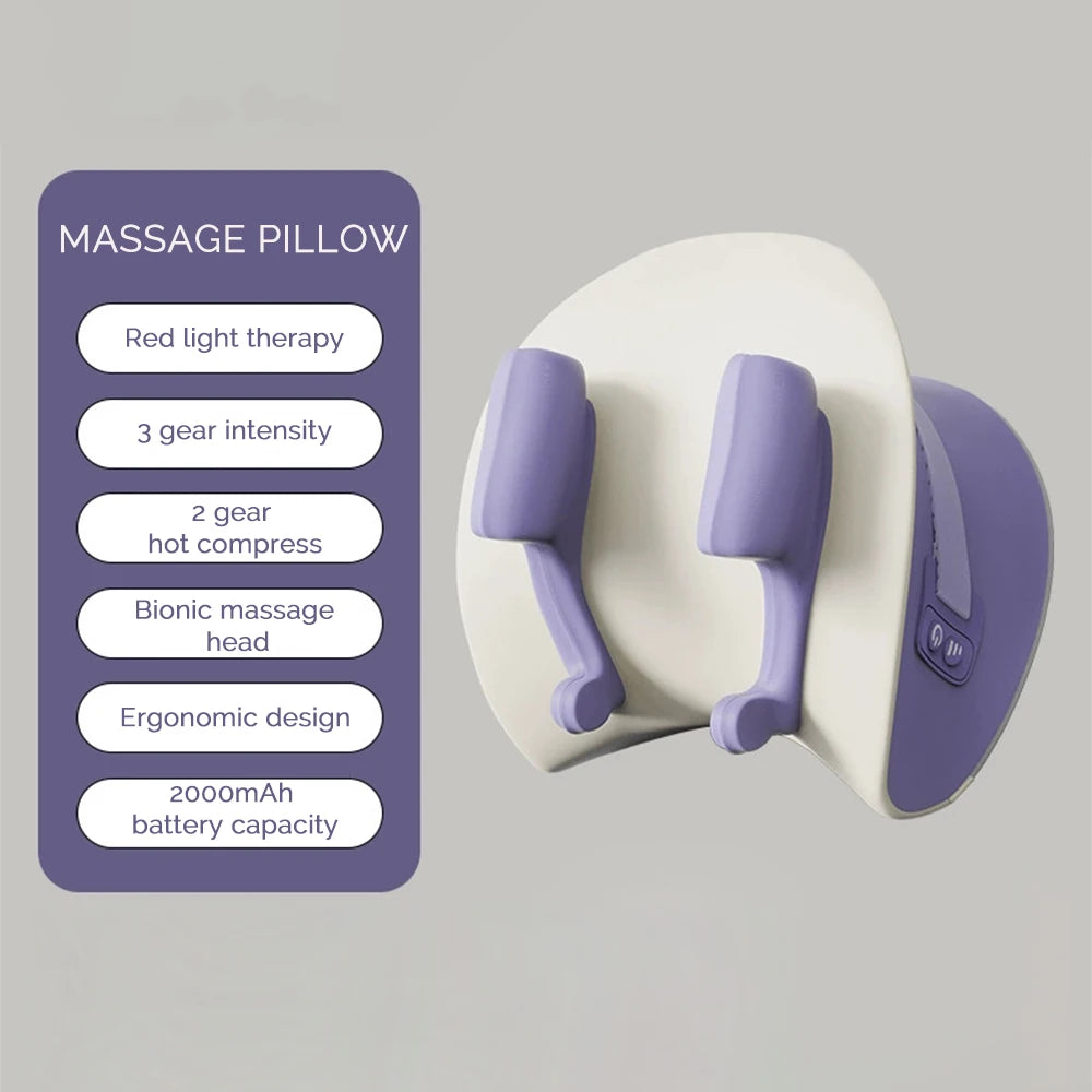 Foreverlily 6D Rechargeable Neck & Shoulder Massage Pillow – Ergonomic Kneading Cervical Massager for Back, Waist & Legs