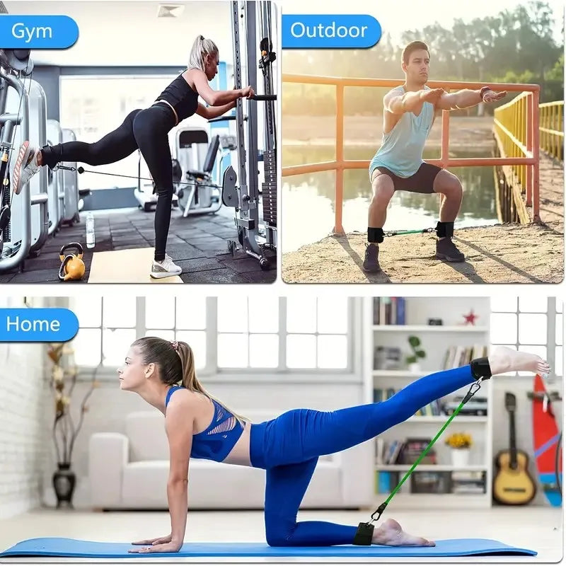 Adjustable Resistance Leg Puller Belt with Foot Loop & Edge Protection – Elastic Strap for Leg Strength Training