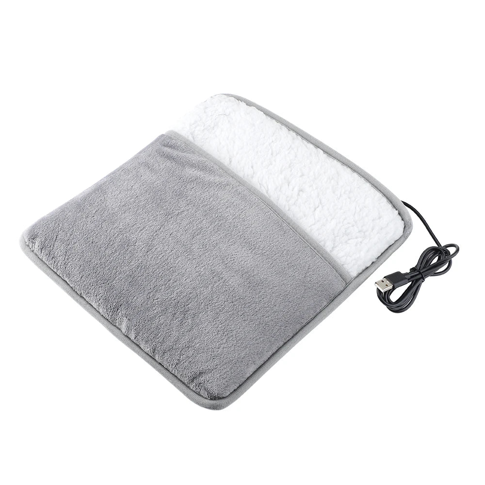 9-Gear Adjustable Plush Electric Foot Warming Mat – Washable USB Heating Blanket Pad