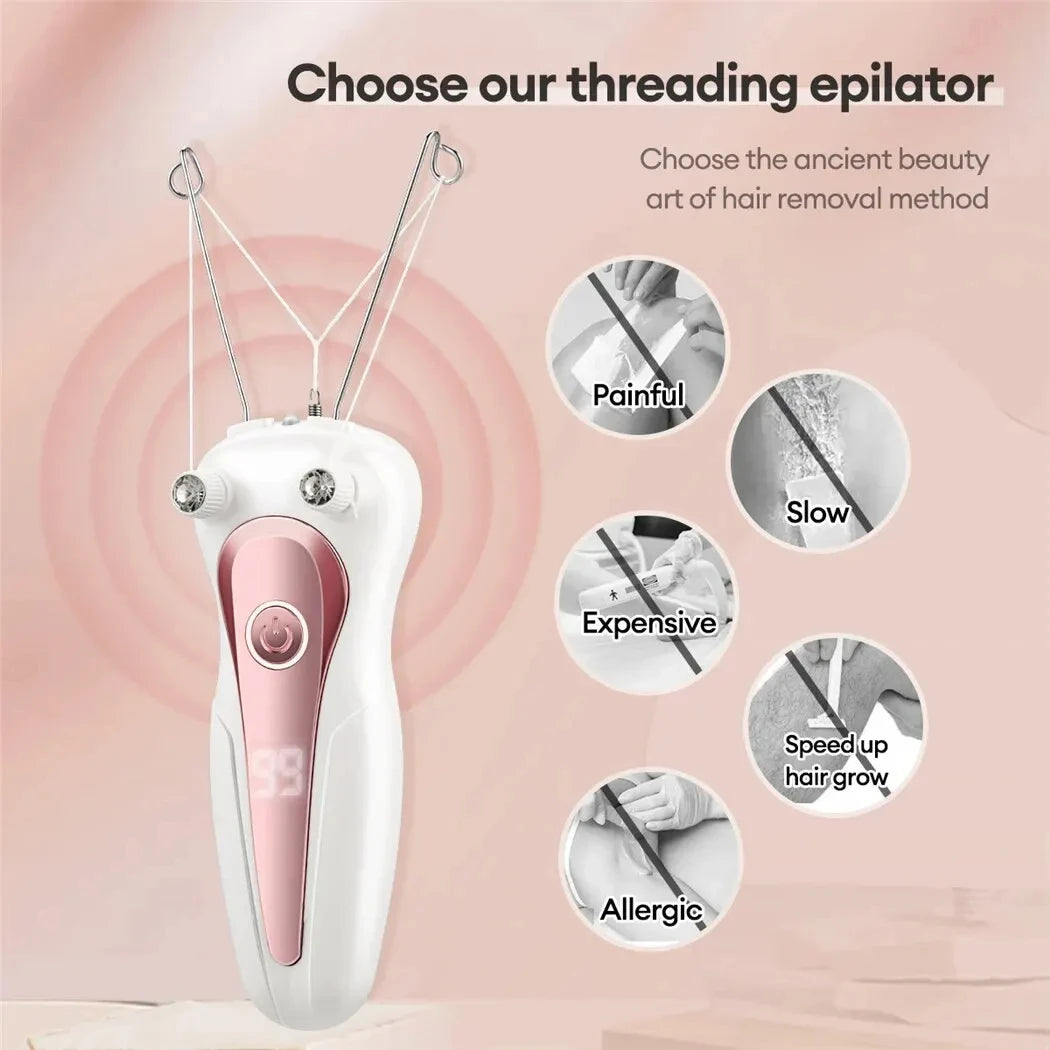 Rechargeable Electric Body Hair Remover for Women – Cordless Cotton Thread Epilator for Legs, Arms, Neck – Best Beauty Gift for Mom and Loved Ones