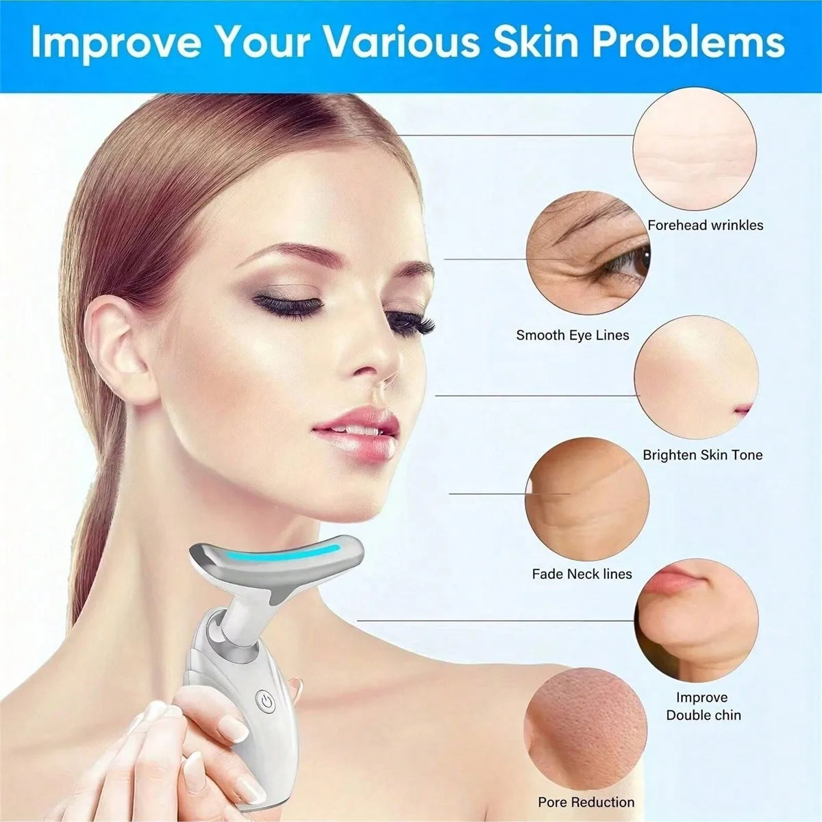 3 Color Neck and Face Massage Device – Multifunction Beauty Instrument