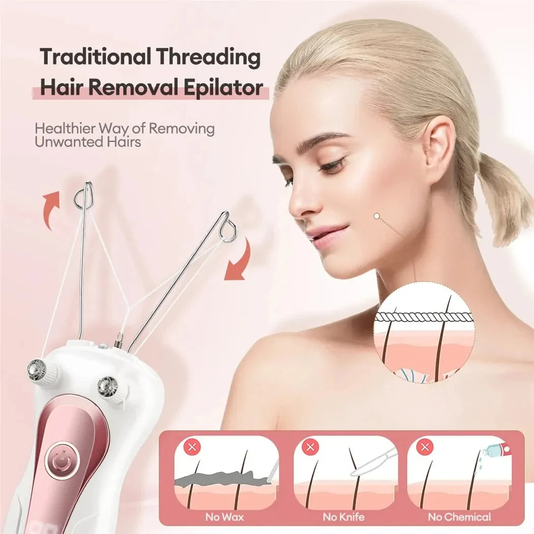 Rechargeable Electric Body Hair Remover for Women – Cordless Cotton Thread Epilator for Legs, Arms, Neck – Best Beauty Gift for Mom and Loved Ones