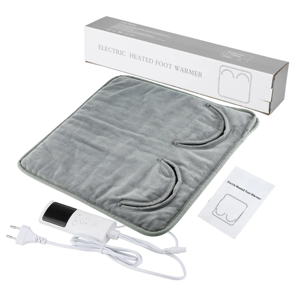 9-Gear Adjustable Plush Electric Foot Warming Mat – Washable USB Heating Blanket Pad