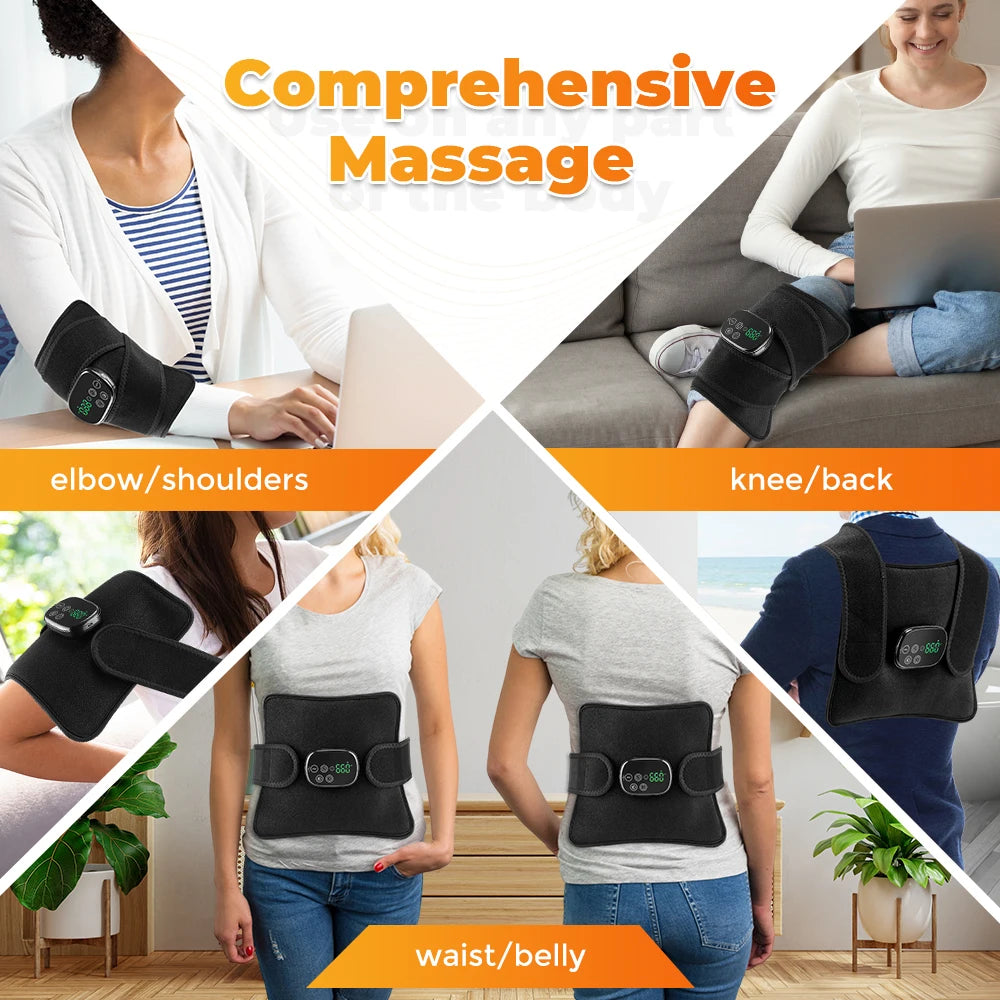 Wireless Electric Infrared Knee Heating Pad – Vibration Massager & Thermal Support Brace for Knee, Back & Waist