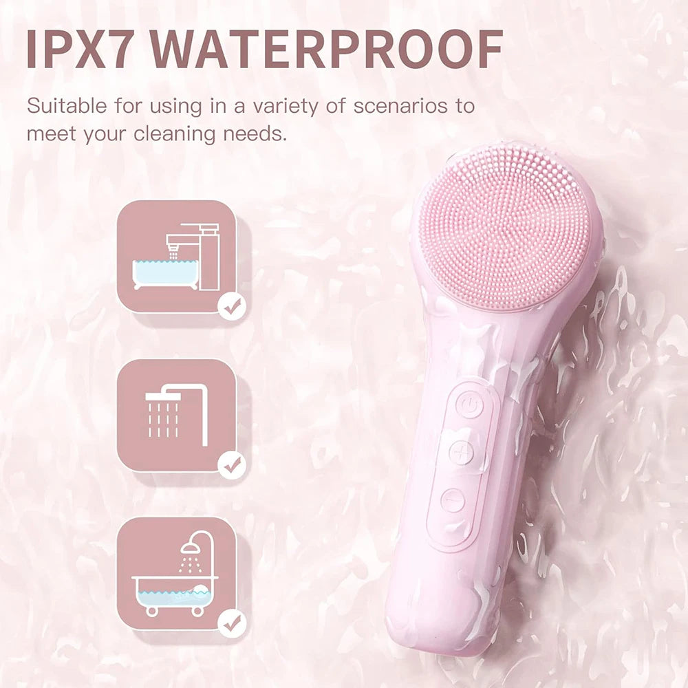 Sonic Facial Cleansing Brush – Waterproof Rechargeable Face Scrubber & Deep Pore Exfoliating Skin Care Tool