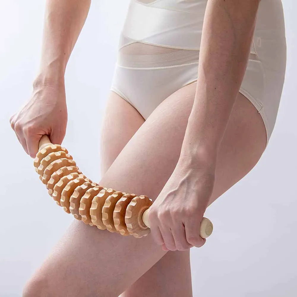 Curved Wood Massage Roller Stick – Lymphatic Drainage & Wood Therapy Tool for Anti-Cellulite & Body Sculpting (Maderoterapia Colombiana)