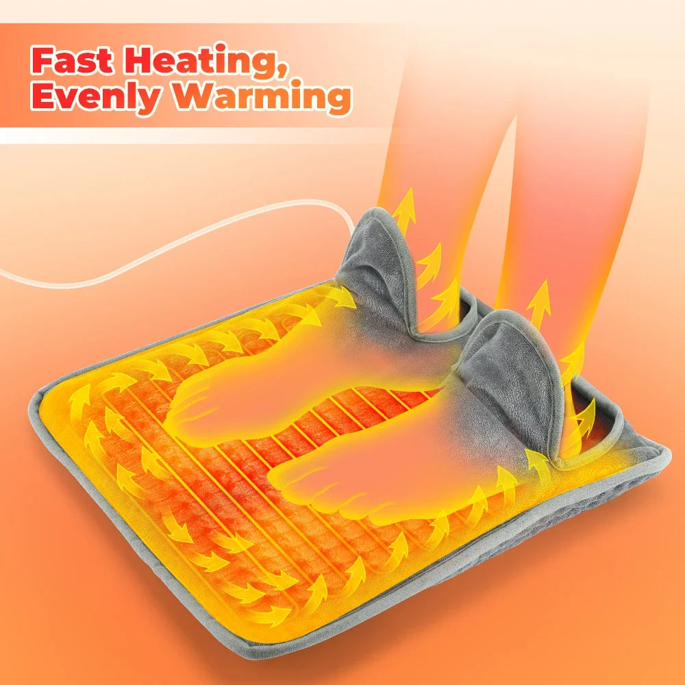 9-Gear Adjustable Plush Electric Foot Warming Mat – Washable USB Heating Blanket Pad