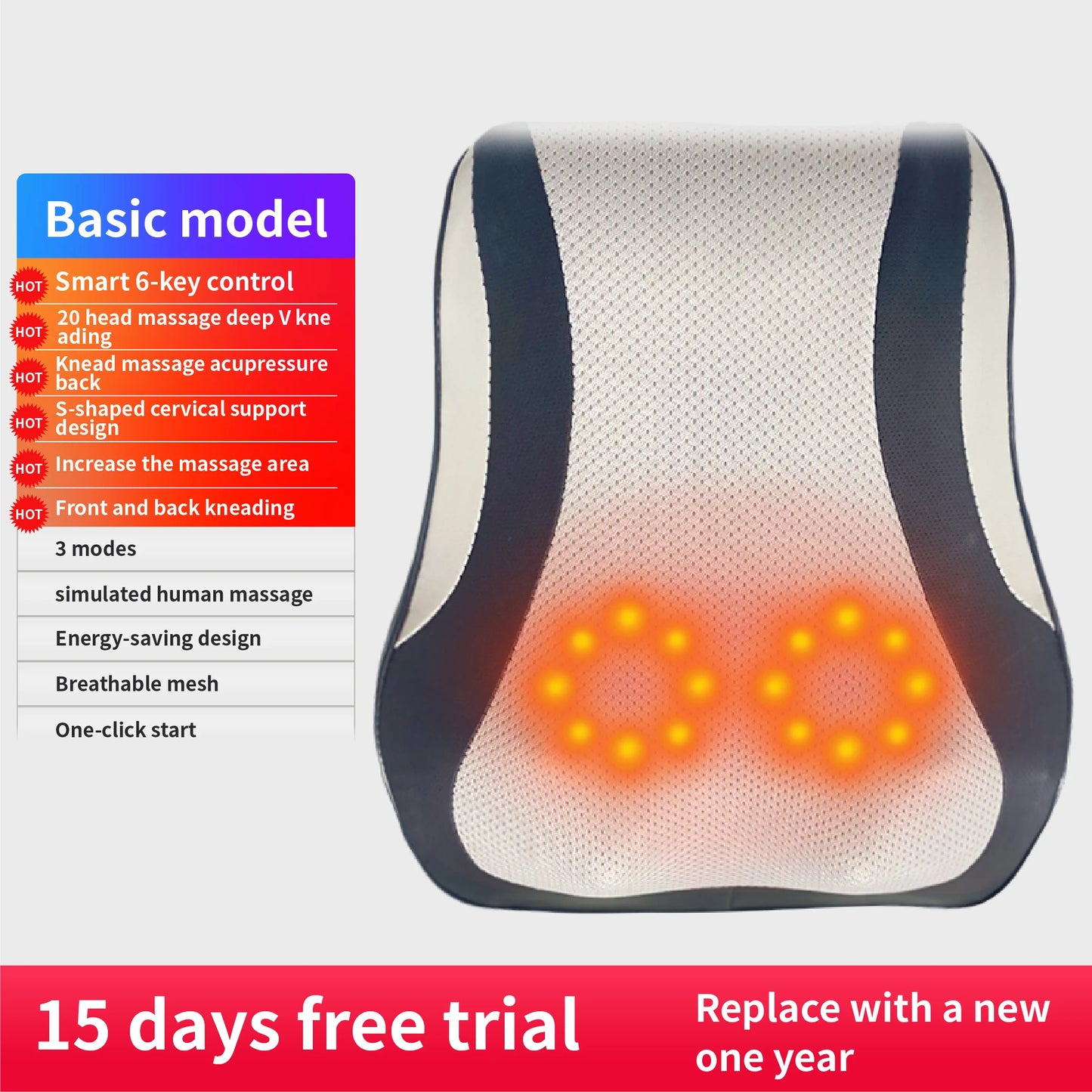 Electric Massage Neck Pillow Shiatsu Head Cervical airbag Ttraction Body Back Waist Massager Car with Heating Vibrating Massage