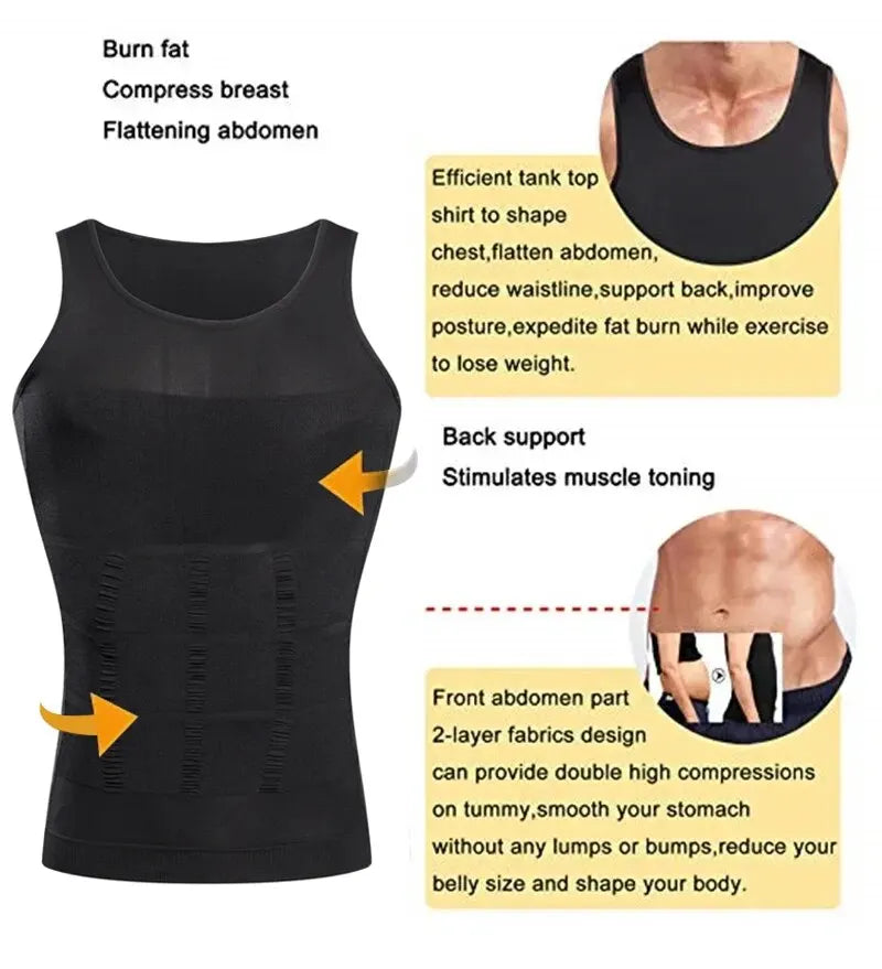 Men's Slimming Compression Vest – Seamless Shapewear Tank Top for Belly Control & Waist Training