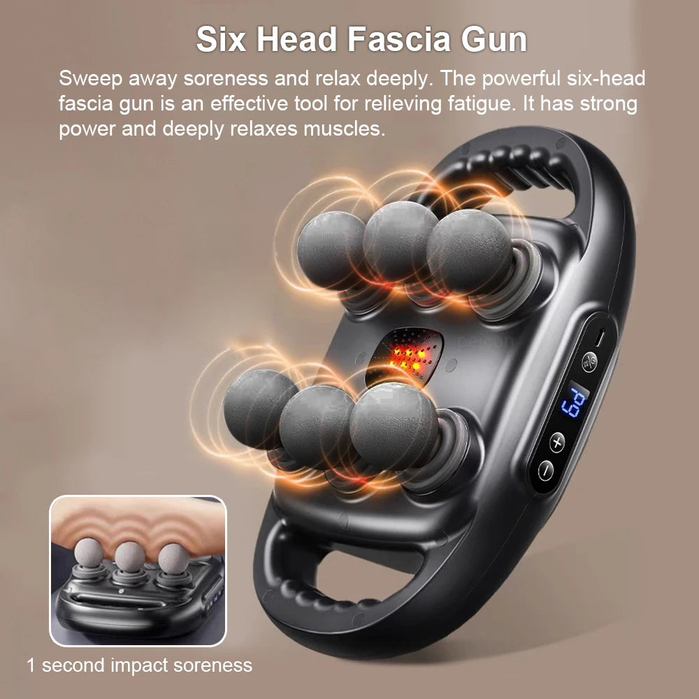 ProPulse™ 6-Head High-Frequency Fascia Massage Gun – Deep Tissue Percussion Massager for Muscle Recovery & Circulation
