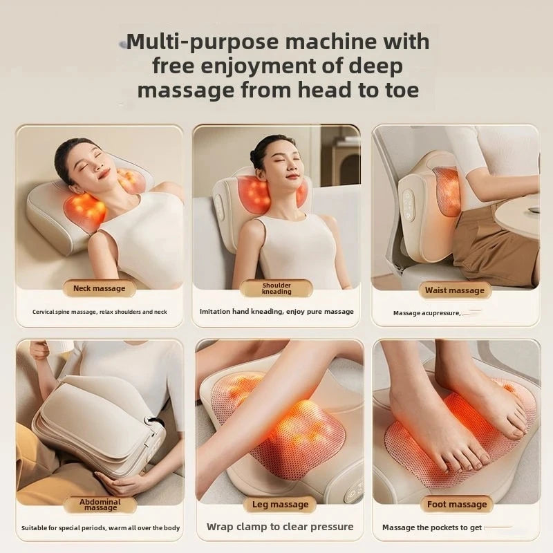 Heated Shiatsu Massage Pillow for Neck, Back & Shoulders – Deep Kneading Massager with Heat for Waist & Finger Relaxation