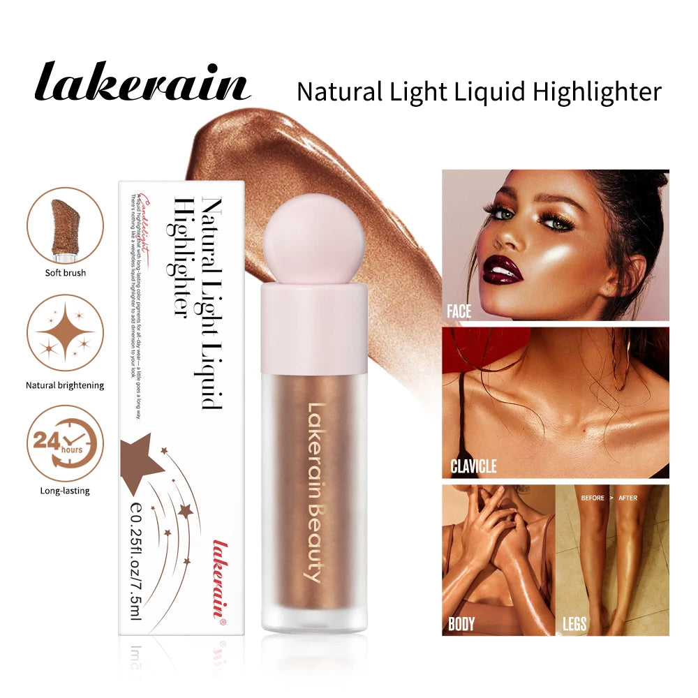 Liquid Highlighter & Bronzer – 4 Color Face Contouring Shimmer Makeup, Illuminating Glow High Lighter Fluid