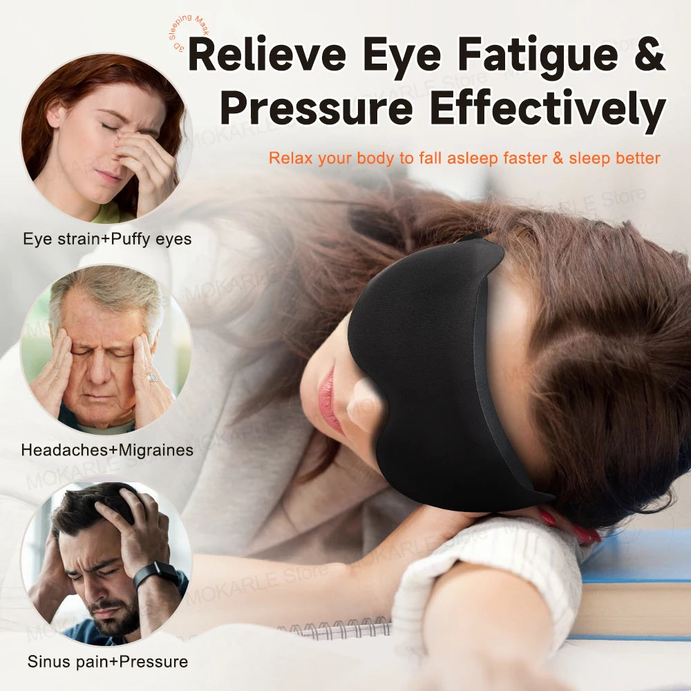 3D Sleep Mask – Blackout Eye Mask for Sleeping, Soft Breathable Travel Eyeshade & Night Sleep Aid