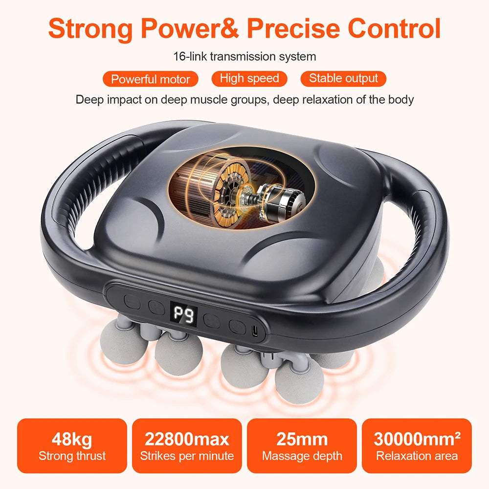 FlexiRelief™ 16-Head Fascia Massage Gun – High-Frequency Deep Tissue Body Massager
