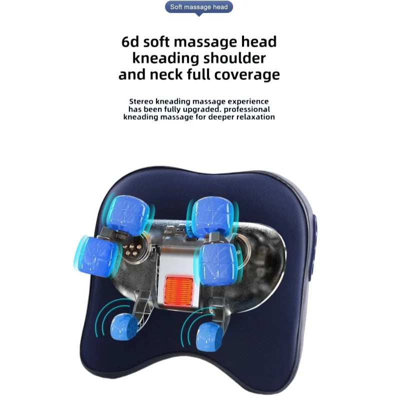Wireless Trapezius Massage Pillow – Shiatsu Kneading & Heating Neck, Back & Leg Massager for Car, Home & Office