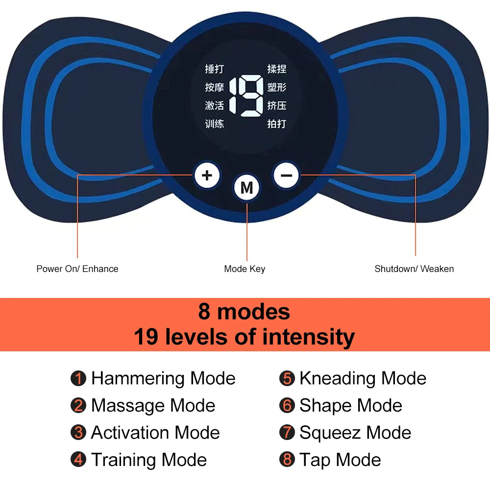 Mini Cervical Spine EMS Massager Patch with Remote