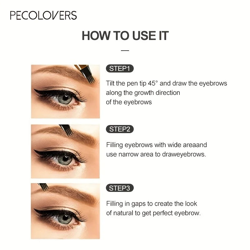 Waterproof 4-Tip Eyebrow Tattoo Pen – Long Lasting Liquid Eyebrow Pencil