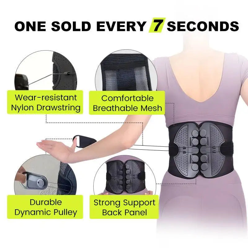 Adjustable Lumbar Support Belt with Double Pull Pulley