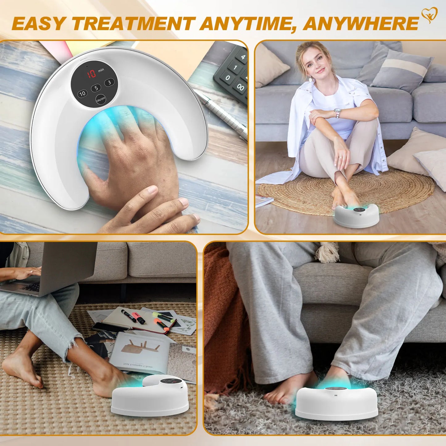 Wireless Nail Fungus Laser Device 45W – 14pcs 470nm Blue Light Therapy for Toenail Fungus, Onychomycosis & Paronychia Care