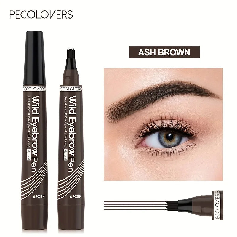 Waterproof 4-Tip Eyebrow Tattoo Pen – Long Lasting Liquid Eyebrow Pencil