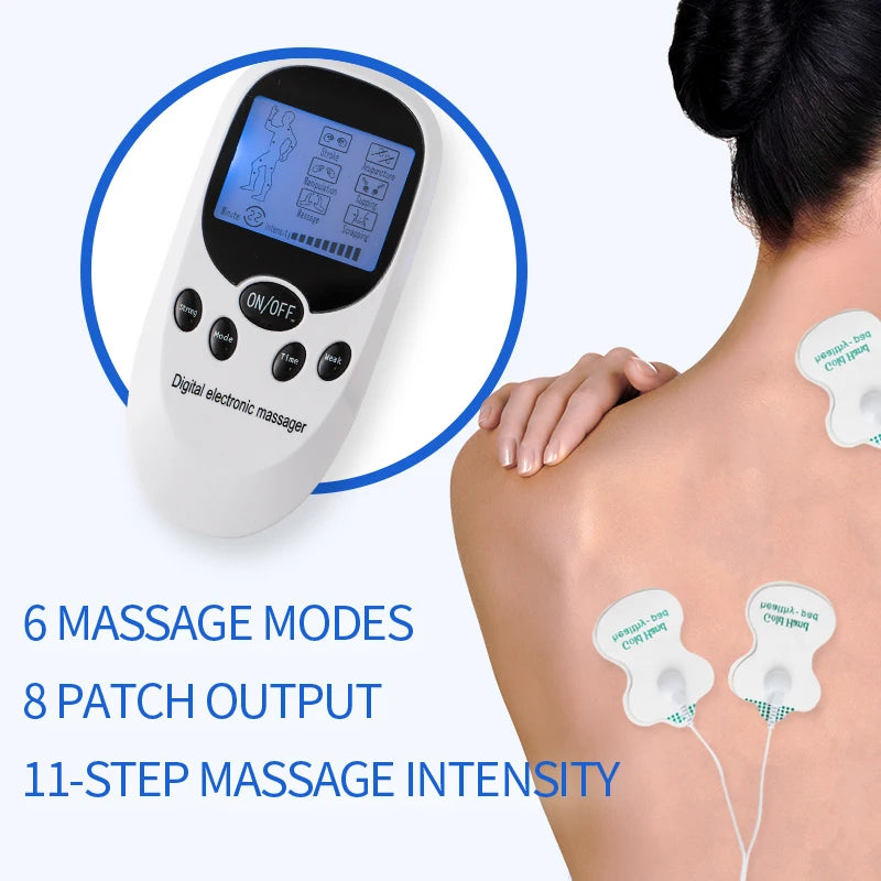 16-Mode Digital TENS + EMS Pulse Massager – Portable Electric Muscle Stimulator Device for Back & Neck Pain Relief at Home