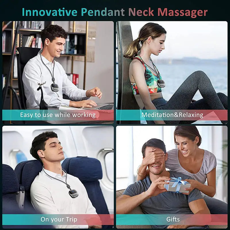 Mini Smart Hanging Neck Massager – Cervical Spine Relief with Heat & Portable Vibration Therapy
