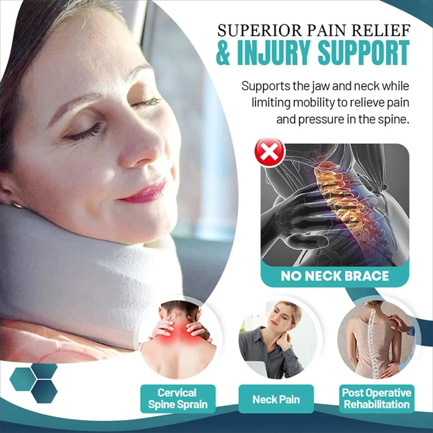 Soft Foam Neck Brace Support – Adjustable Cervical Collar with Washable Cover for Home, Office, School & Travel