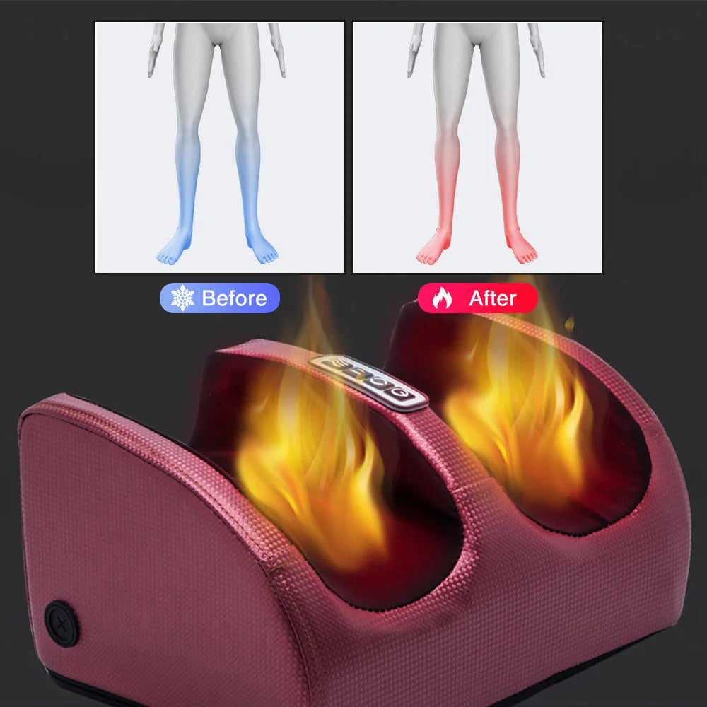 Electric Foot Massager – Shiatsu Kneading, Heating Therapy, Hot Compression, and Roller for Muscle Relaxation and Pain Relief