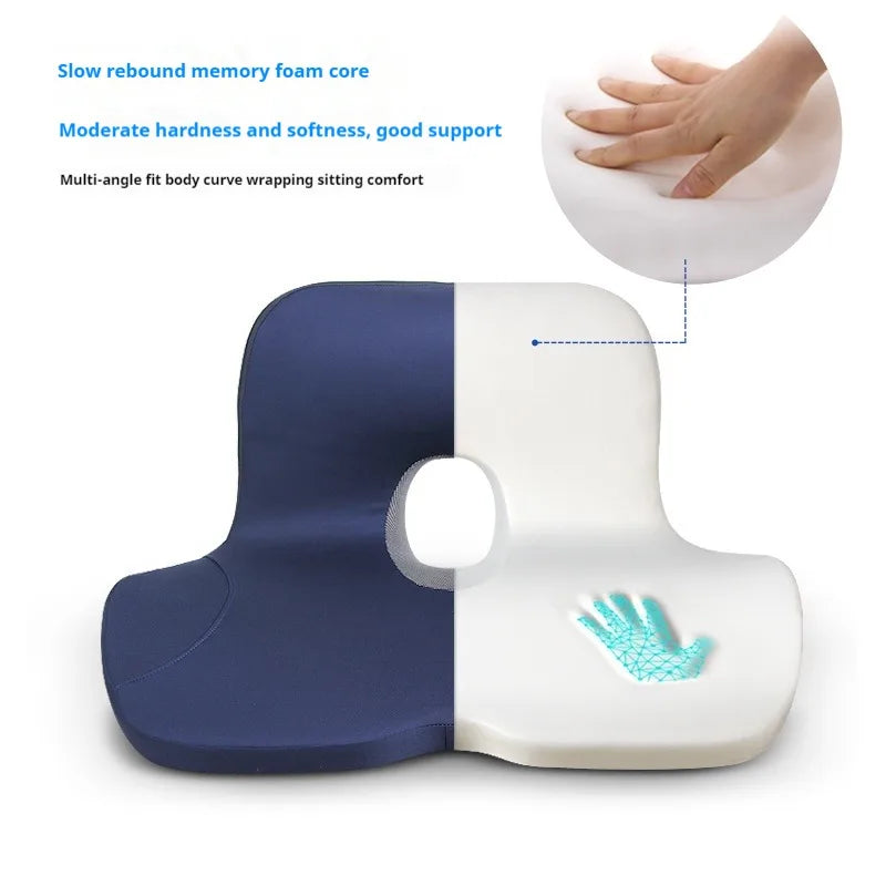 L-Shaped Integrated Office Chair Seat Cushion – Memory Foam for Hip & Waist Support, Anti-Slip Bottom for Pressure-Reducing Comfort