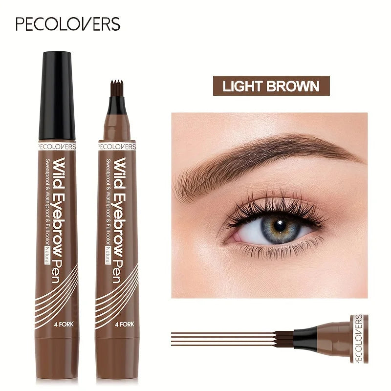 Waterproof 4-Tip Eyebrow Tattoo Pen – Long Lasting Liquid Eyebrow Pencil