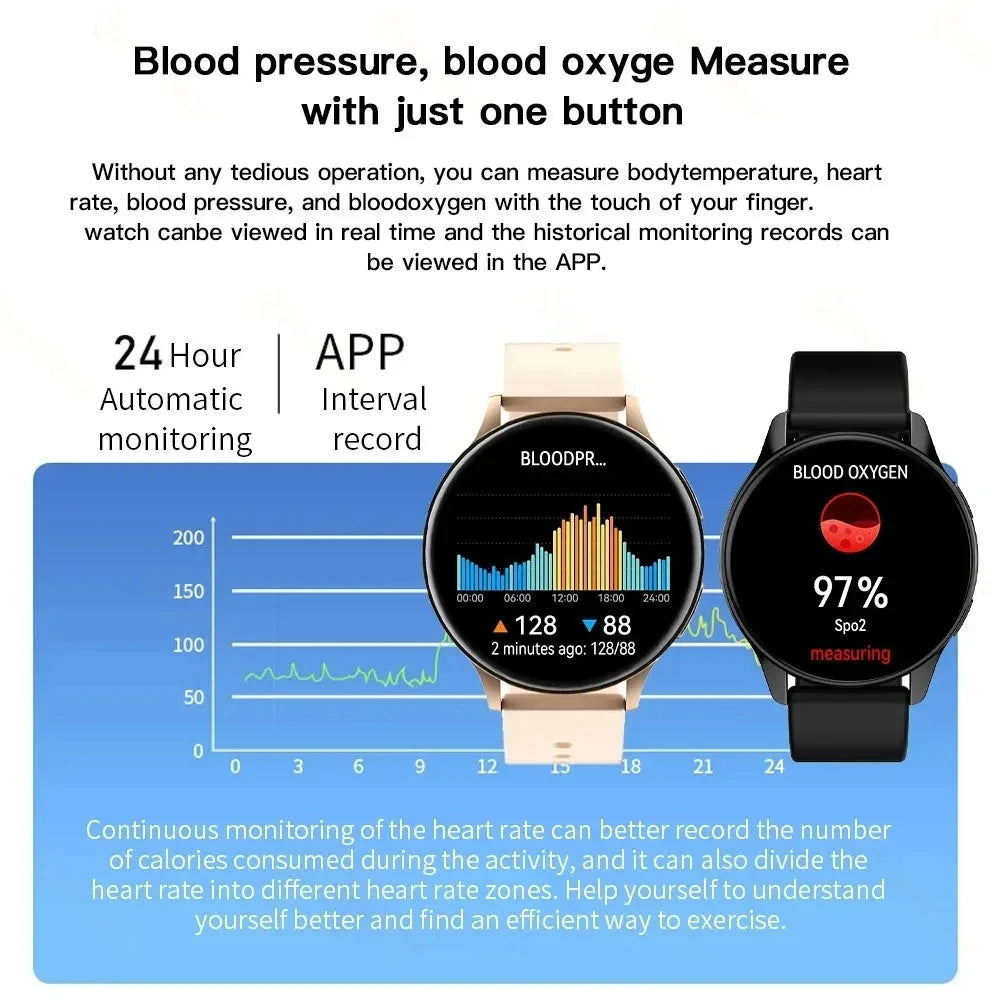Wireless Charging Smartwatch (Unisex) — Bluetooth Calls, Health Tracking (HR, BP, SpO₂), Custom Faces, Waterproof