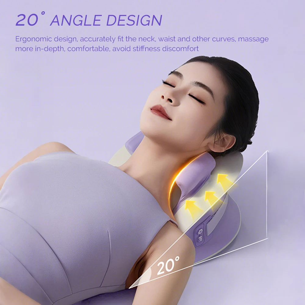 Foreverlily 6D Rechargeable Neck & Shoulder Massage Pillow – Ergonomic Kneading Cervical Massager for Back, Waist & Legs