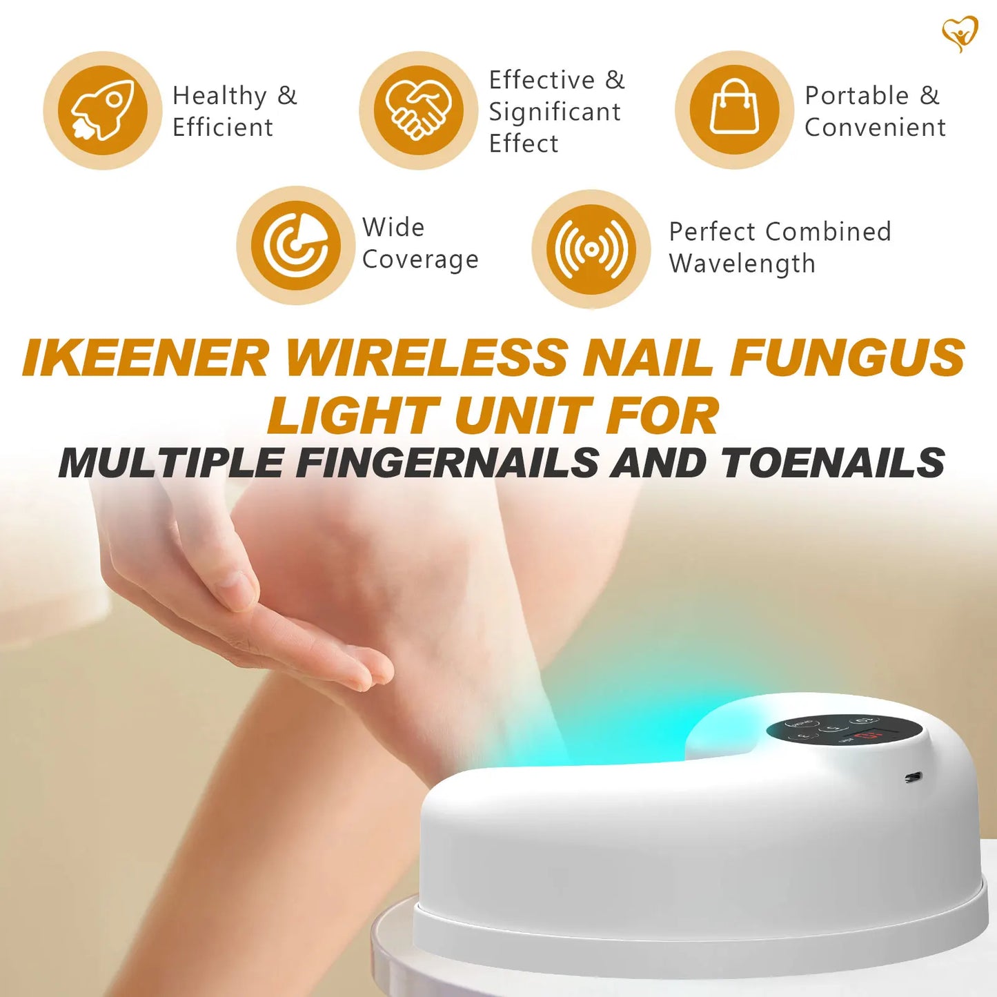 Wireless Nail Fungus Laser Device 45W – 14pcs 470nm Blue Light Therapy for Toenail Fungus, Onychomycosis & Paronychia Care