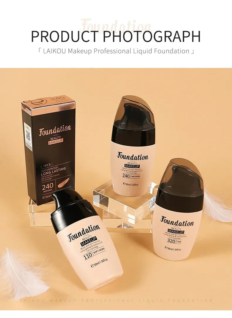 Liquid Foundation – Moisturizing Long Lasting Face Makeup Base, Natural Brightening 30ml