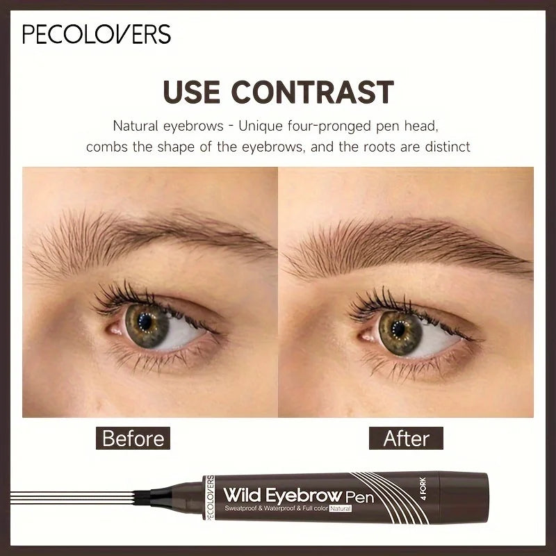 Waterproof 4-Tip Eyebrow Tattoo Pen – Long Lasting Liquid Eyebrow Pencil