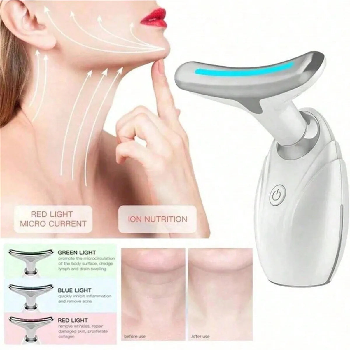 3 Color Neck and Face Massage Device – Multifunction Beauty Instrument